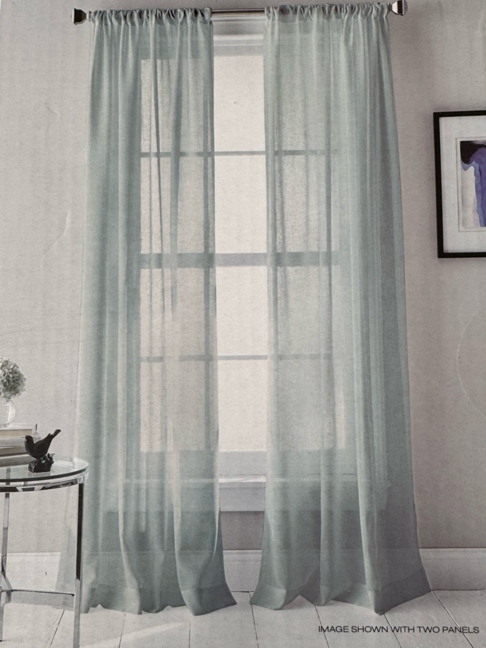 DKNY Two Blue Sheer Curtain Panels NWT 50”x 84”